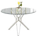 Table à manger Ronde ELECTRA  verre Transparent 120x75 cm 4 couverts #structure_chrome