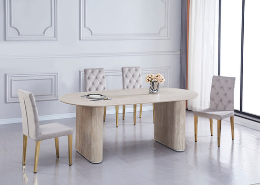 TABLE A MANGER ROXANNE PLATEAU BEIGE PIED BEIGE 200x100x75CM