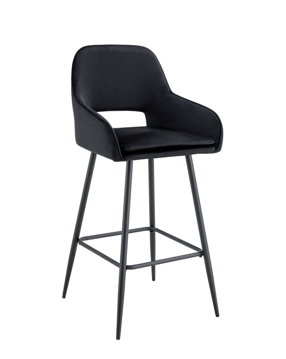 TABOURET DE BAR ATHENA PIED METAL NOIR VELOURS NOIR - image 1