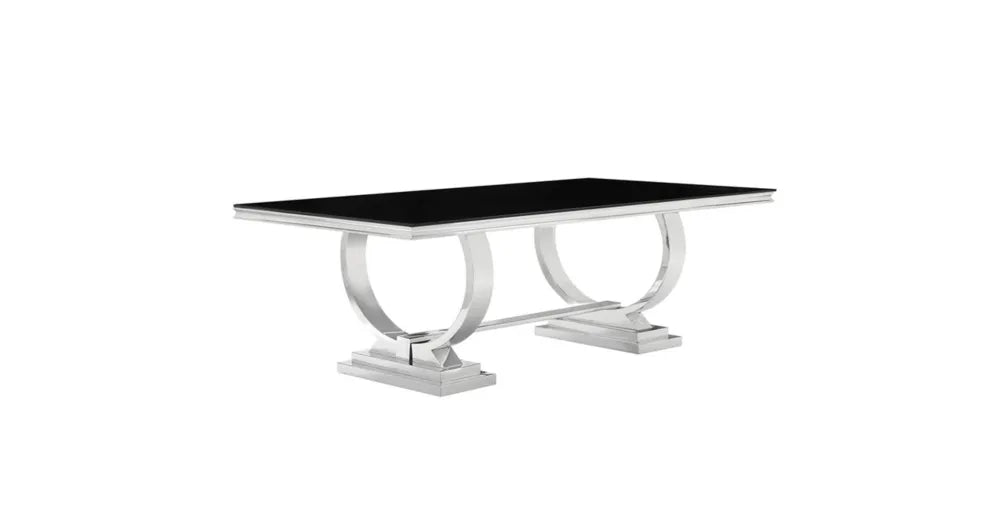 Table Basse Omega Chrome plateau verre 120x70 cmv noir