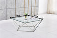 Table Basse ALINA Chrome plateau en verre trempé 80x80x45 cm transparent