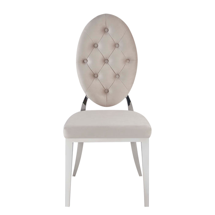 CHAISE MEDAILLON CAPITONNEE CHROME VELOURS MOKA - image 2