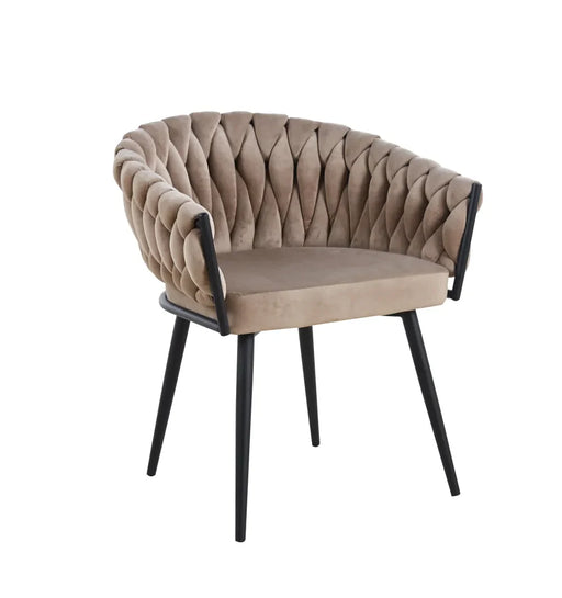 Chaise TRESSEE métal noir velours taupe