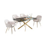 Table Repas JESSICA Gold et plateau en verre 150 cm 4 à 6 couverts transparent