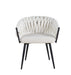 CHAISE AVEC ACCOUDOIR TRESSEE PIED METAL NOIR VELOURS ECRU - image 1