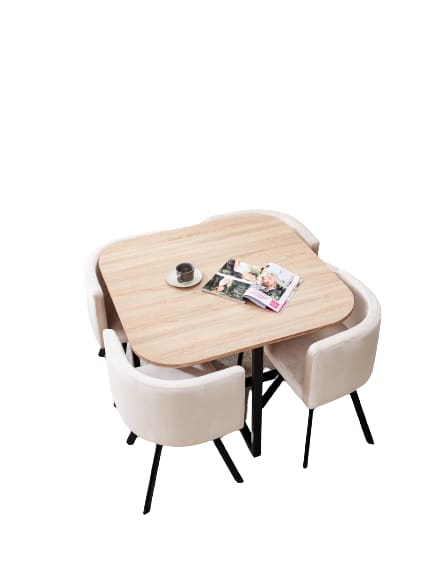 TABLE REPAS VENDOME PLATEAU EN BOIS AVEC 4 CHAISES EN VELOURS B - image 1