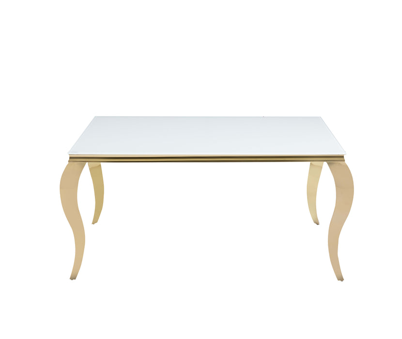 TABLE REPAS BAROQUE GOLD BLANC ULTRA 150x90x75 cm - image 1