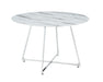 Table à manger ronde 4 personnes HELOISE Chrome verre blanc D120 cm marbré blanc