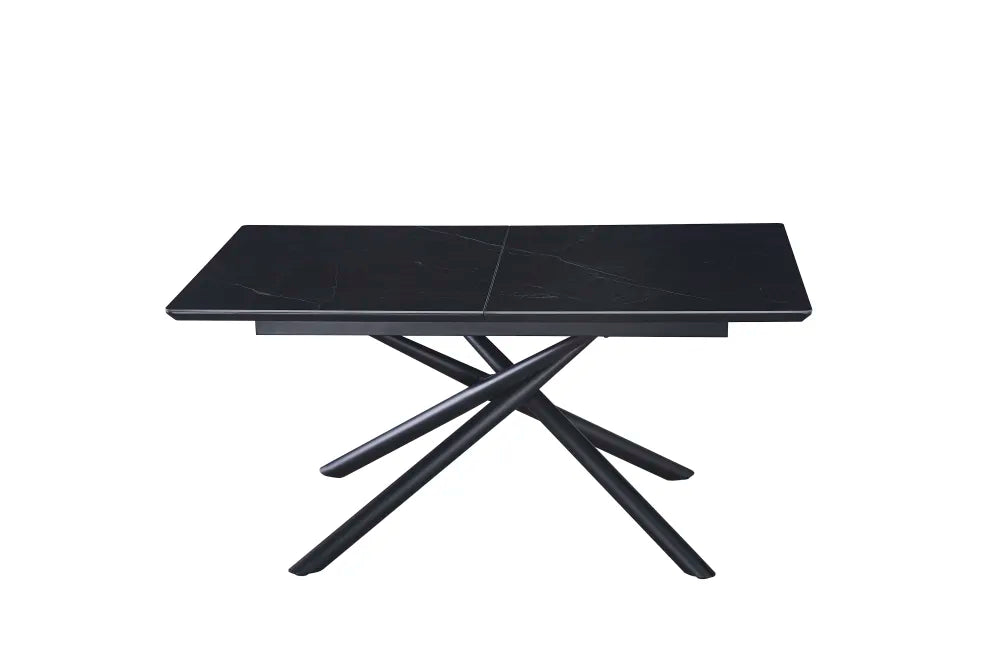 Table extensible ZEPHIR métal noir plateau Céramique Marbré noir