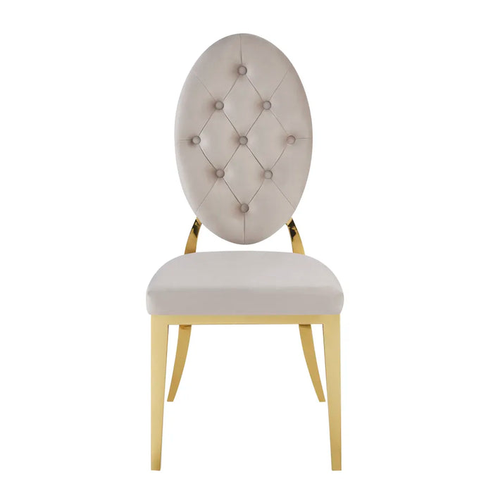 Chaise MEDAILLON capitonnées  Gold et velours moka