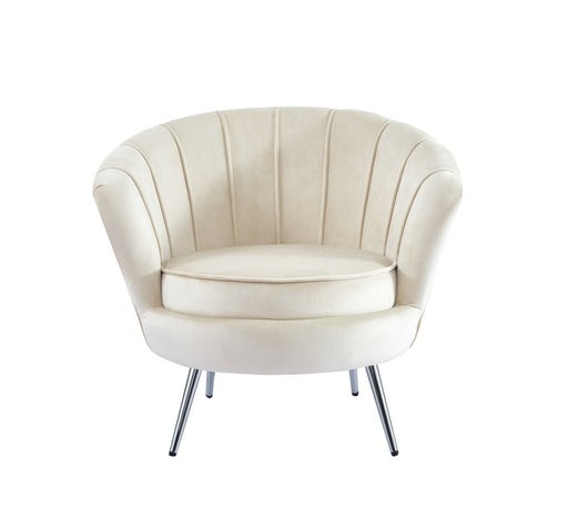 Fauteuil NYMPHEA chrome en velours beige