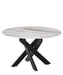 TABLE BASSE RONDE JESSY METAL NOIR MARBRE BLANC 80 x 45cm