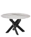 Table basse ronde JESSY pieds métal noir et plateau en verre 80 cm marbré blanc