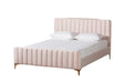 Lit 2 places 140x190 cm FAYE design velours sommier inclus rose