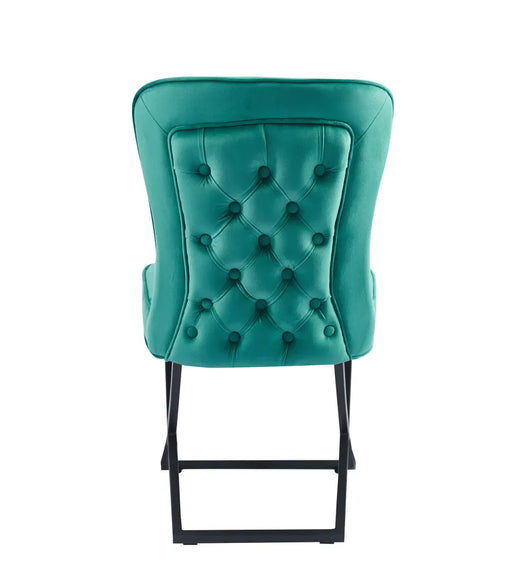 Chaise GABRIELLE Métal noir Velours Capitonné vert