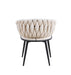 CHAISE AVEC ACCOUDOIR TRESSEE PIED METAL NOIR VELOURS BEIGE - image 4