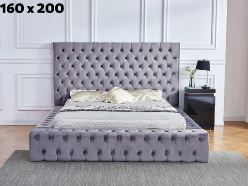 Cadre de Lit 2 places 160x200 cm ROYAL velours gris