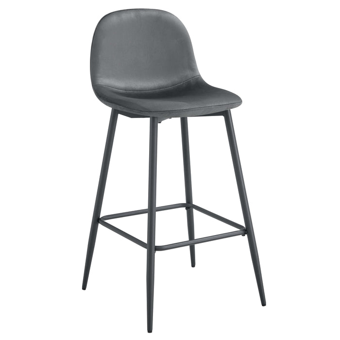 TABOURET DE BAR SCANDINAVE PIED METAL NOIR VELOURS ANTHRACITE - image 1
