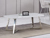 Table Basse GOSSIP Inox plateau en Granite Marbré Blanc 120x70 cm chrome