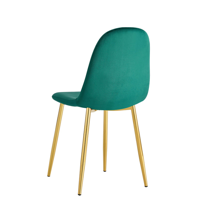 CHAISE SCANDINAVE VELOURS VERT SAPIN PIED GOLD - image 2