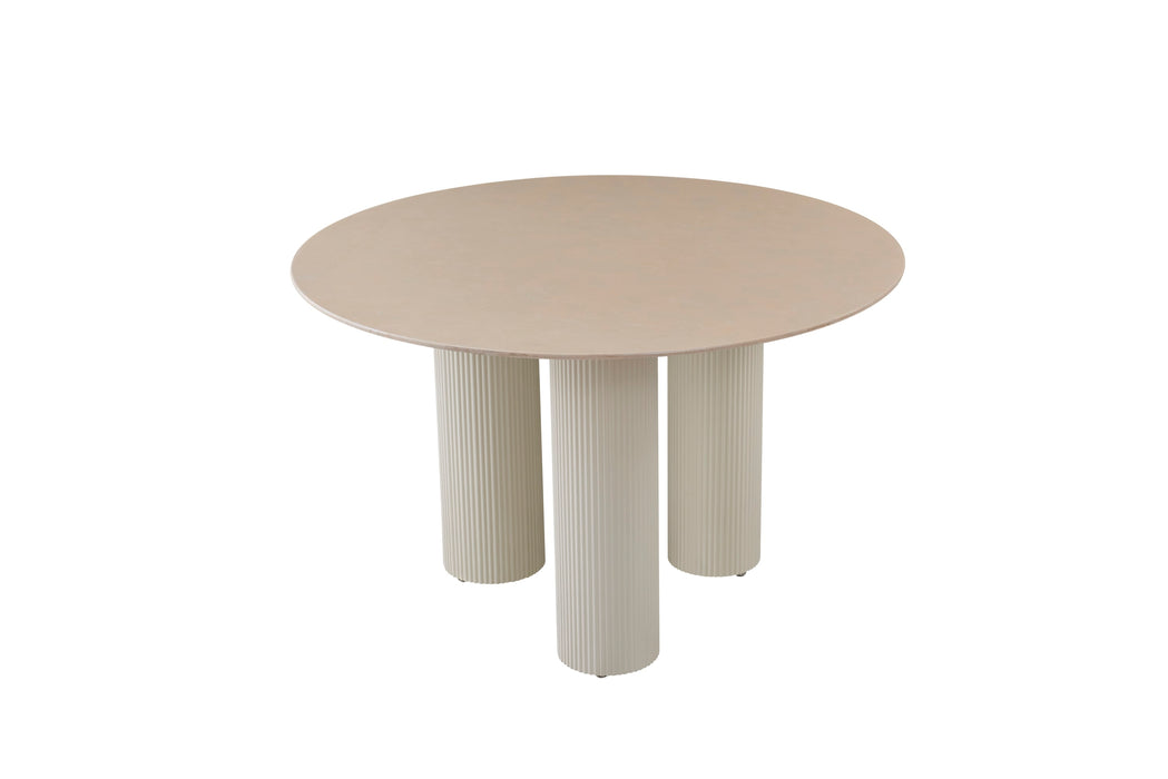 TABLE REPAS ANAÏS PIEDS BEIGE PLATEAU CERAMIQUE BEIGE BRILLANT 120CM - image 2