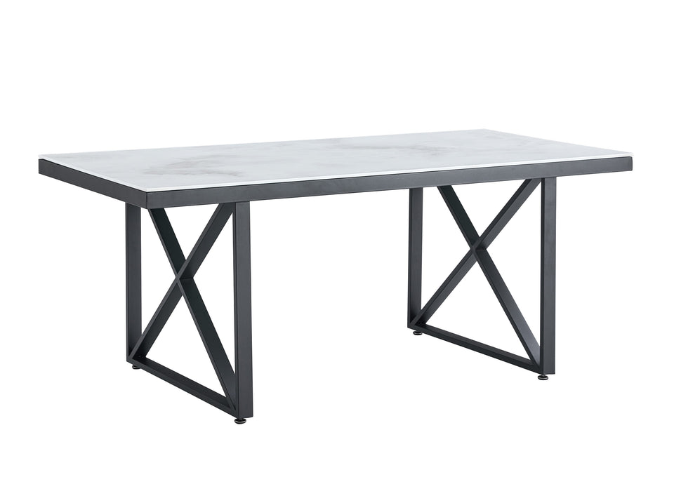 TABLE REPAS LEVANTO METAL NOIR MARBRE BEIGE 180x90x75 cm - image 2
