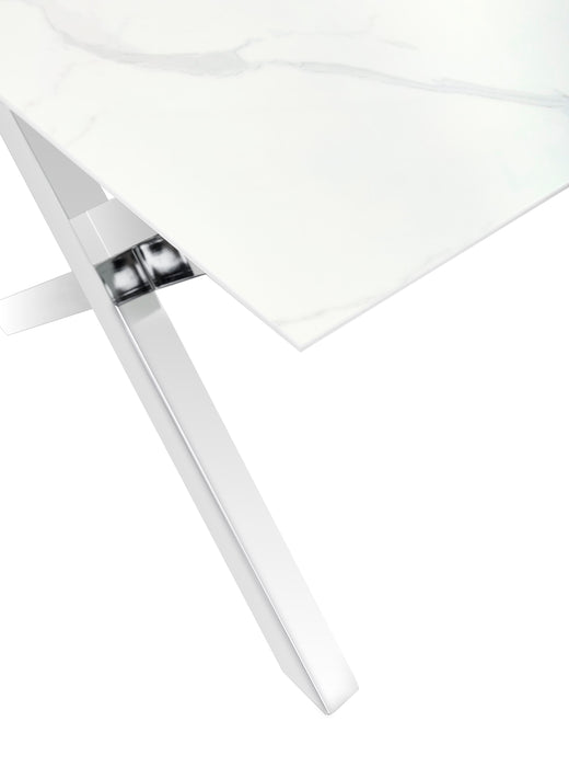 TABLE BASSE IXE CHROME MARBRE BLANC 120x60x45cm - image 3