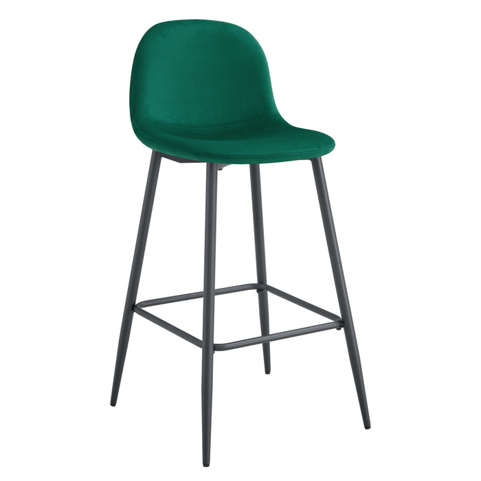 TABOURET DE BAR SCANDINAVE PIED METAL NOIR VELOURS VERT SAPIN - image 1