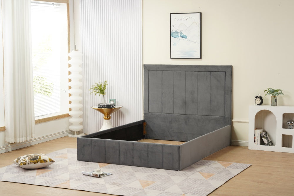 Cadre de lit POLO velours 160x200cm gris-anthracite