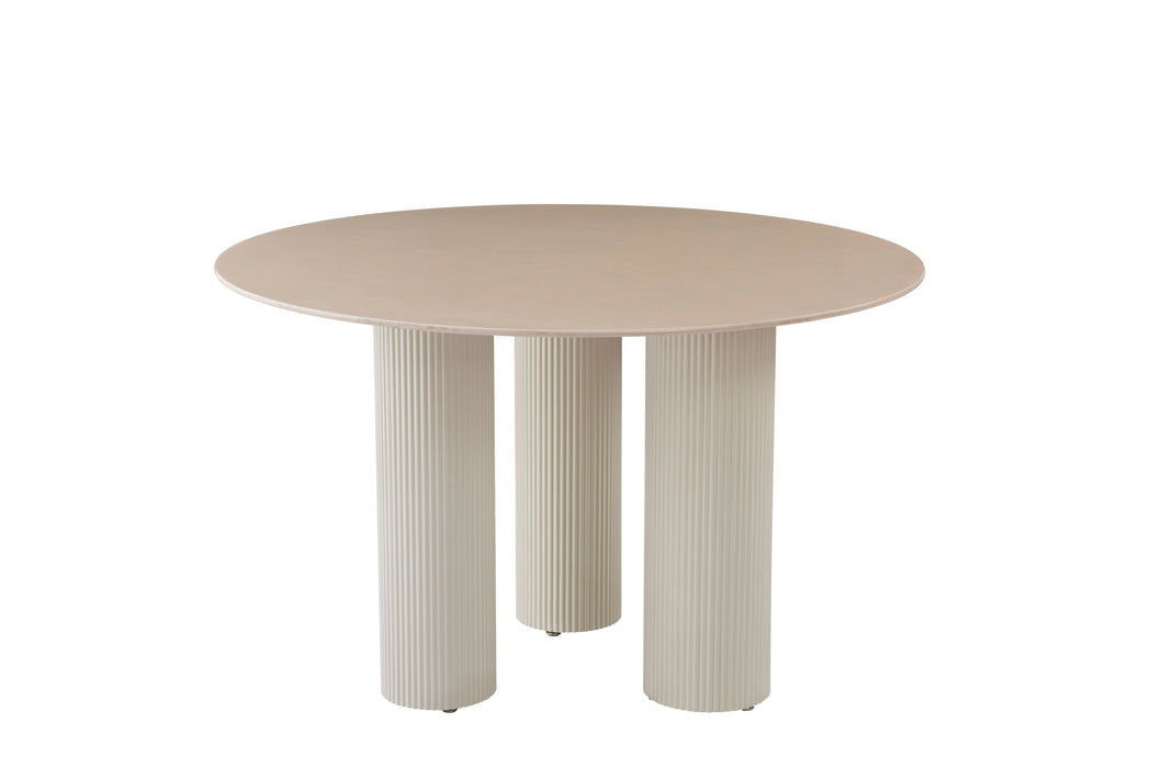TABLE REPAS ANAÏS PIEDS BEIGE PLATEAU CERAMIQUE BEIGE BRILLANT 120CM - image 1
