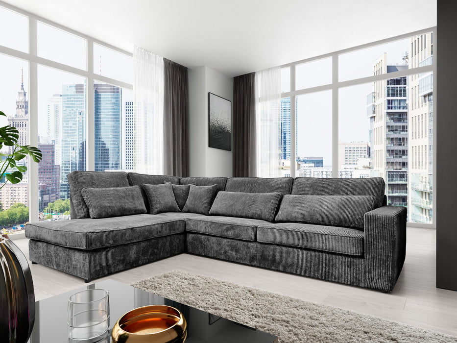 CANAPE BRISTOL ANGLE GAUCHE COTELE GRIS 316x230cm - image 1