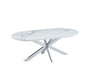 TABLE BASSE MANON PIED CHROME PLATEAU CERAMIQUE MARBRE BLANC 120X60CM - image 2