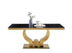 Table à manger TROFY 6 à 8 personnes gold verre 180x90 cm marbré noir