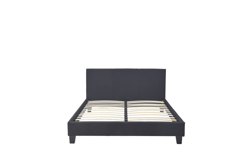 Lit 2 places 140x190 cm KELIA tissu sommier inclus noir