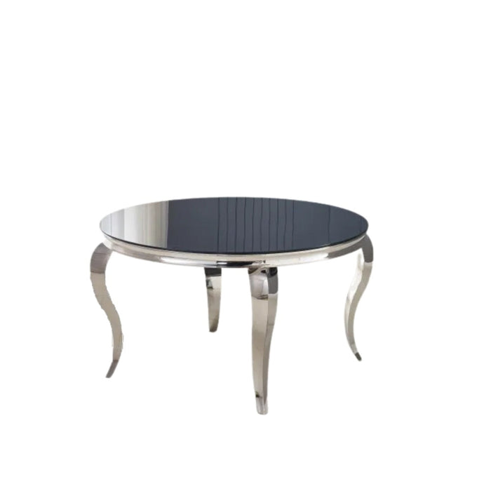 Table à manger ronde BAROQUE chrome  130x75 cm noir