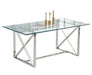 Table à manger KENSY 6 à 8 personnes verre transparent 180x90 cm  chrome