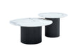 TABLE BASSE GIGOGNE MINA PIED NOIR PLATEAU CERAMIQUE MARBRE BLANC (BLB) 60x45cm + 80x38cm - image 3