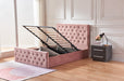 Lit coffre 2 places 140X190 cm VICTORIA Velours rose