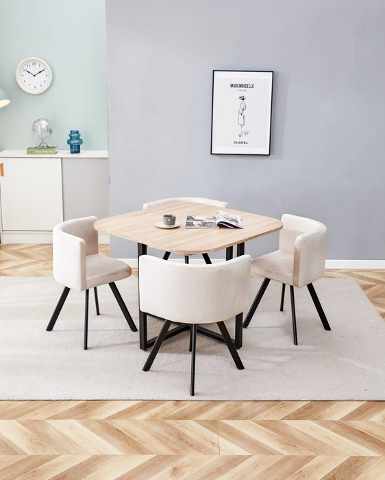 TABLE REPAS VENDOME PLATEAU EN BOIS AVEC 4 CHAISES EN VELOURS B - image 2