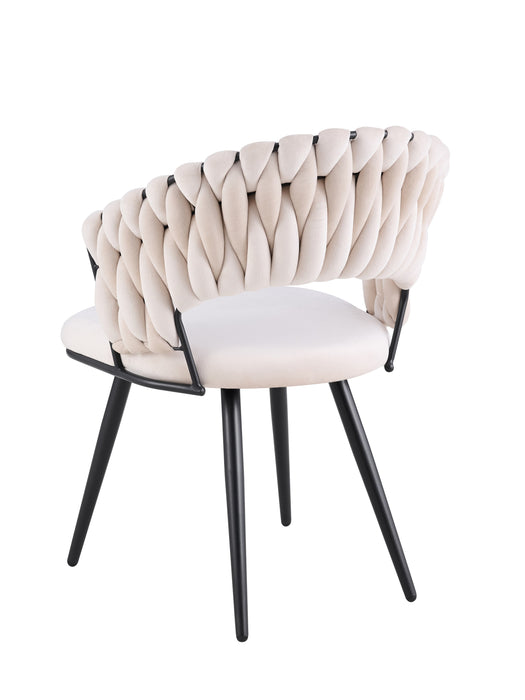CHAISE CAROLINA PIEDS METAL NOIR VELOURS BEIGE - image 3