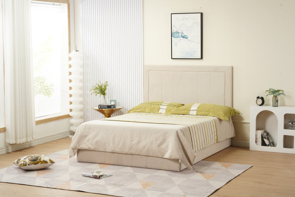 Cadre de lit POLO velours 160x200cm beige