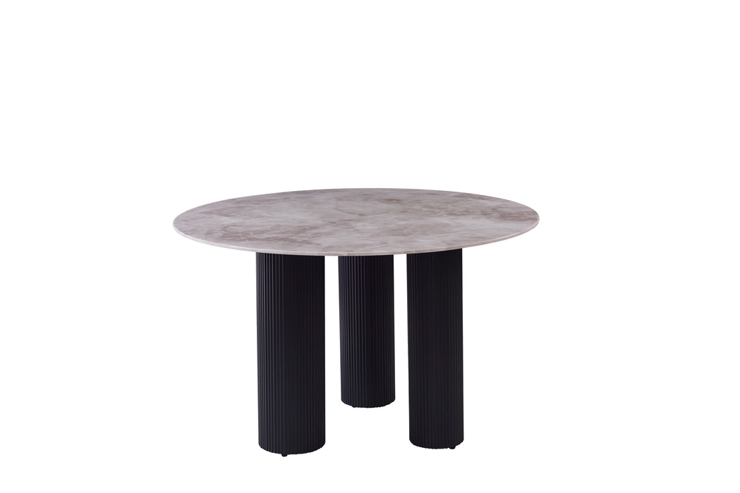 TABLE REPAS ANAÏS PIEDS NOIR PLATEAU CERAMIQUE MARBRE GRIS 120CM - image 1