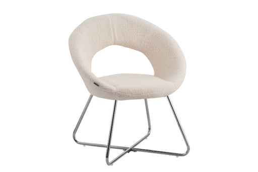 Chaise BUBBLE Chrome velours blanc doudou