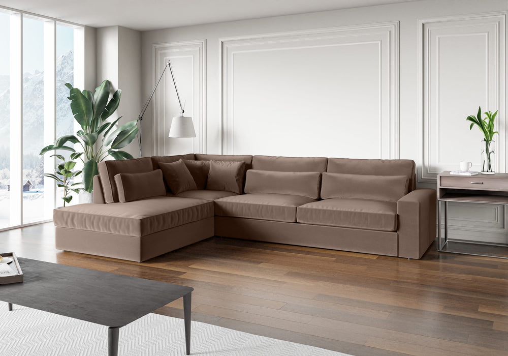 CANAPE LE BRISTOLA ANGLE GAUCHE VELOURS MOKA 315X230cm - image 2