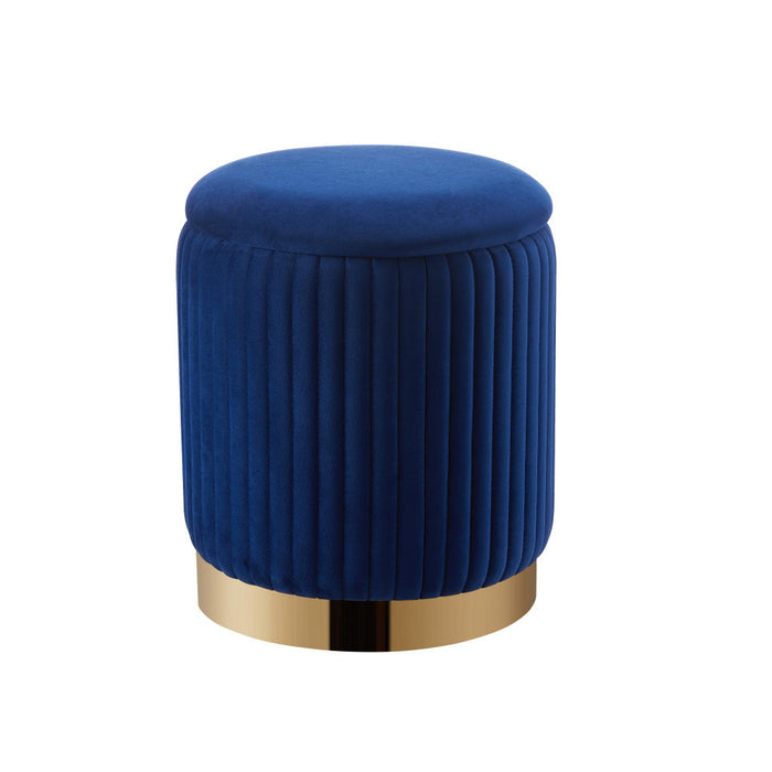 Tabouret COFFRE en velours bleu