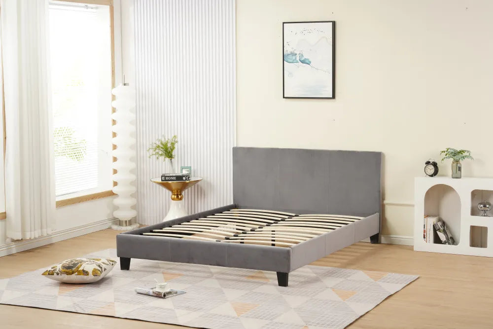 Lit 2 places 140x190 cm MELBOURNE Velours avec sommier intégré