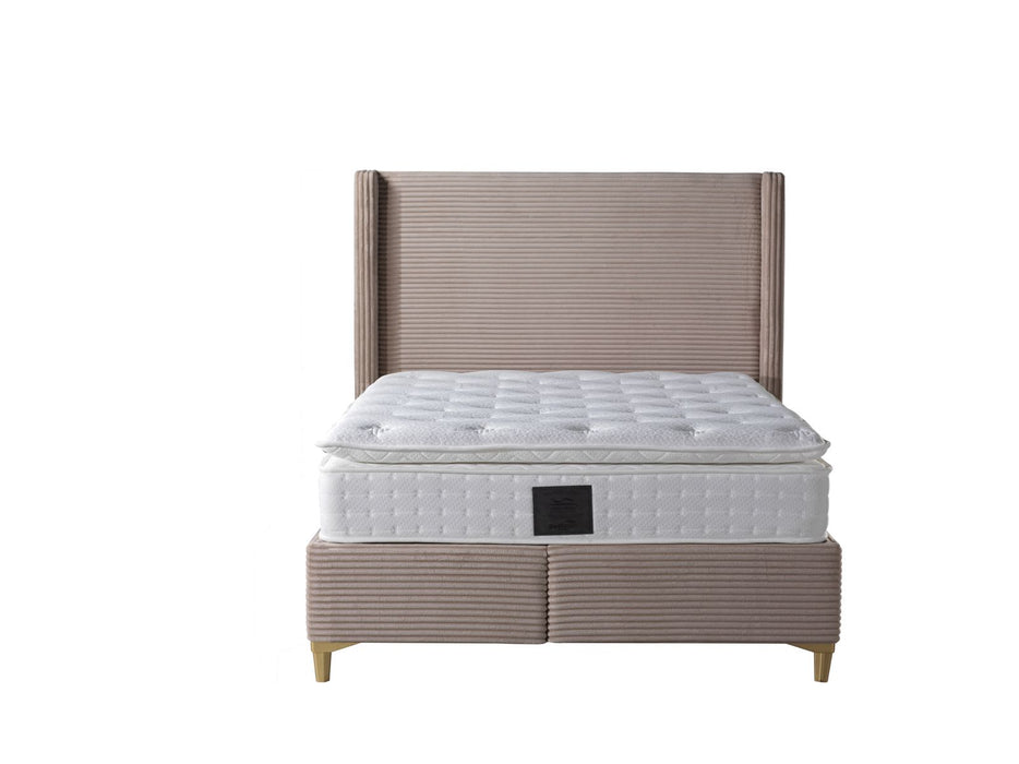 LIT COFFRE VENUS COTELE TAUPE 140X190CM - image 1