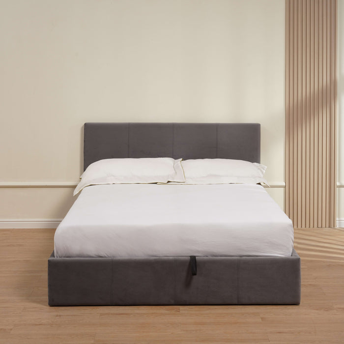 LIT COFFRE BASTIEN VELOURS GRIS 140X190 - image 1