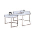 Table Basse Gigogne HEXAGONA structure chrome et plateau en verre blanc