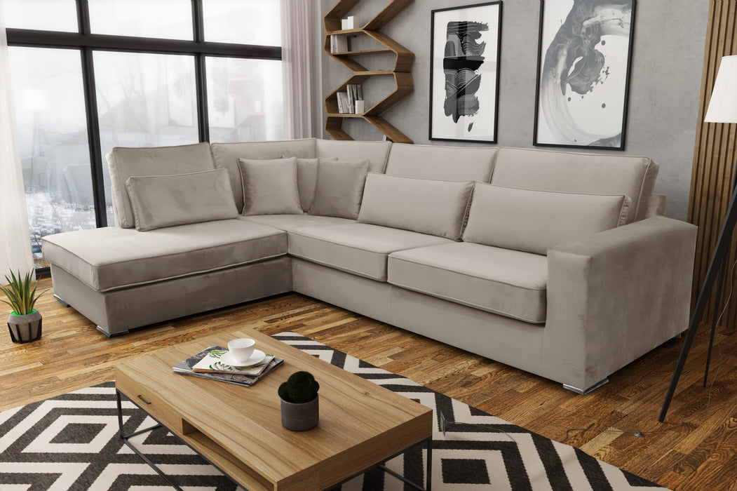 CANAPE BRISTOL ANGLE GAUCHE VELOURS BEIGE 316x230cm - image 1